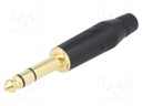 Plug; Jack 6,35mm; male; stereo; straight; for cable; soldering