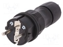 Connector: AC supply; plug; Layout: 2P+PE; black; 250VAC; 16A; PIN: 3