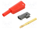 4mm banana; 32A; 1kV; red; insulated,with 4mm axial socket