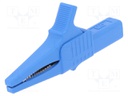 Crocodile clip; 32A; 1kVDC; blue; Grip capac: max.20mm