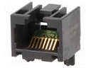 Socket; RJ45; PIN: 8; Cat: 6a; Layout: 8p8c; THT; on PCBs; angled
