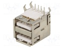 Socket; USB A; on PCBs; THT; PIN: 4; angled 90°; double; USB 2.0