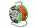 Extension lead; reel,with non-rotating sockets; Sockets: 4; PVC