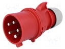 Connector: AC supply 3-phase; plug; male; 32A; 400VAC; IEC 60309