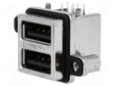 Socket; USB A; MUSB; on PCBs,for panel mounting,screw; THT; PIN: 8
