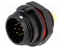 Socket; male; SP13; PIN: 9; IP68; 3A; soldering; for panel mounting