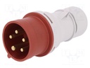 Connector: AC supply 3-phase; plug; male; 16A; 400VAC; IEC 60309