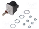Switch: toggle; Pos: 3; DPDT; (ON)-OFF-(ON); 6A/230VAC; 18A/28VDC