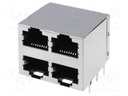 Socket; RJ45; PIN: 8; Cat: 5; shielded,quadruple; Layout: 8p8c; THT