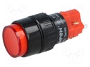 Switch: push-button; Pos: 2; SPDT; 3A/220VAC; 2A/24VDC; red; red