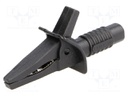 Crocodile clip; 10A; black; max.25mm; Connection: 4mm socket