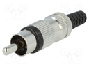 Plug; RCA; male; with strain relief; straight; soldering