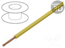 Wire; FLRYW-B; stranded; Cu; 0.75mm2; PVC; yellow; 60V; 100m; Class: 5