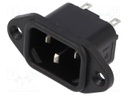 Connector: AC supply; socket; male; 10A; 250VAC; C14 (E); -40÷70°C