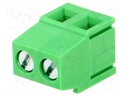 PCB terminal block; angled 90°; 5.08mm; ways: 2; on PCBs; 1.5mm2