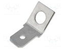 Terminal: flat; 6.3mm; 0.8mm; male; M4; screw; brass; angled 45°