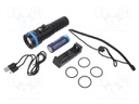 Torch: LED diving; L: 156.2mm; 60/200/650/1600lm; Ø: 33÷46mm; IPX8