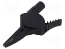 Crocodile clip; 20A; black; Grip capac: max.34.5mm; L: 100.8mm