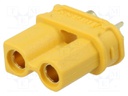 Plug; DC supply; XT30; female; PIN: 2; for cable; soldered; 15A; 500V