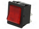 ROCKER; DPST; Pos: 2; OFF-ON; 16A/250VAC; red; neon lamp 250V