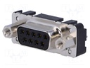 D-Sub; PIN: 9; socket; female; with threaded screw,PCB snap-in