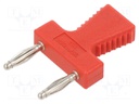 Connector: stackable safety shunt; 2mm banana; red; 10A; 30.4mm