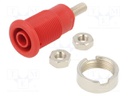 Socket; 4mm banana; 32A; red; nickel plated; Overall len: 33mm