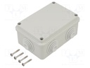 Enclosure: junction box; X: 100.5mm; Y: 129mm; Z: 58mm; wall mount