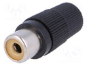 Plug; RCA; female; straight; soldering; black; for cable