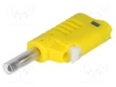 Plug; 4mm banana; 36A; 30VAC; 60VDC; yellow; with axial socket