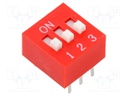 Switch: DIP-SWITCH; Poles number: 3; OFF-ON; 0.025A/24VDC; Pos: 2/3