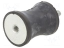 Vibration damper; M8; Ø: 40mm; rubber; L: 50mm; Thread len: 23mm