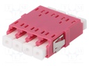 Connector: fiber optic; socket,coupler; quad,multi mode (MM); LC