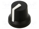 Knob; with pointer; rubber,plastic; Øshaft: 6mm; black; push-in
