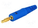 Plug; 4mm banana; 10A; 60VDC; blue; with transversal socket