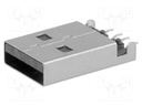 Plug; USB A; male; on PCBs; SMT; PIN: 4; horizontal; USB 2.0