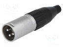 Plug; XLR; male; PIN: 3; straight; for cable; soldering; 133V; 15A