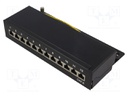 Patch panel; RJ45; Cat: 6; Colour: black; IDC; Number of ports: 12