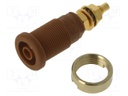 Connector: 4mm banana; socket; 32A; 1kVDC; brown; gold-plated; 39mm