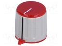 Knob; with pointer; ABS; Shaft d: 6mm; Ø21.7x19.8mm; grey; red