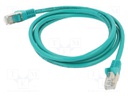 Patch cord; SF/UTP; 5e; stranded; CCA; PVC; green; 1.5m; 26AWG