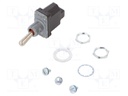 Switch: toggle; Pos: 2; SPST; (OFF)-ON; 6A/230VAC; 15A/28VDC; IP67