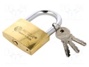 Padlock; Application: gates,cabinets,sheds; hardened shackle