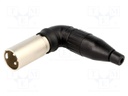 Plug; XLR; male; PIN: 3; angled 90°; for cable; soldering; tinned