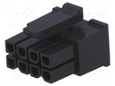 Plug; wire-board; female; Micro-Fit 3.0; 3mm; PIN: 8; w/o contacts