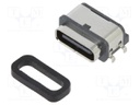Socket; USB C; SMT; PIN: 6; horizontal; middle board mount; IP67; 3A