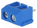 PCB terminal block; angled 90°; 5mm; ways: 2; on PCBs; 1.5mm2; blue