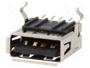 Socket; USB A; SMT; horizontal; USB 2.0; gold-plated