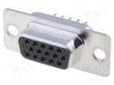 D-Sub HD; PIN: 15; socket; female; straight; THT; gold-plated