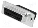 D-Sub; PIN: 15; plug; female; w/o contacts; crimped; for cable